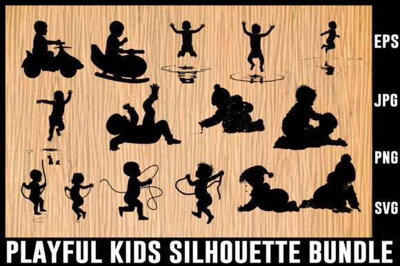 Download Playful Kids Silhouette Vector Bundle - Vector bundle Collection