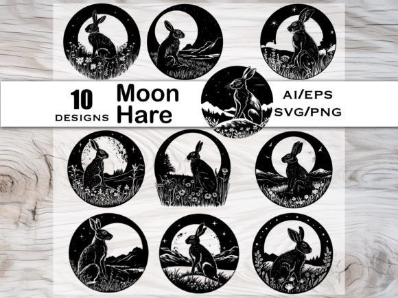 Download Moon Hare Black Silhouette Vector Bundle - Vector bundle Collection