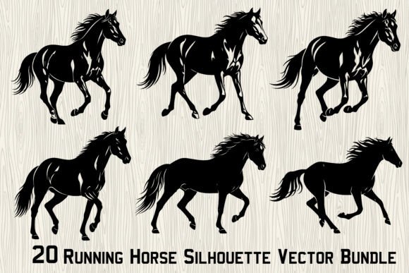 Download 20Running Horse Silhouette Vector Bundle - Vector bundle Collection