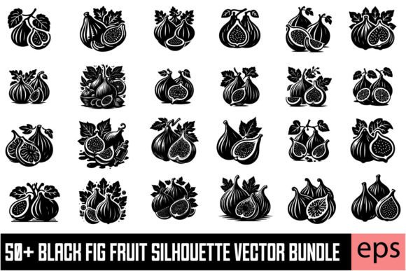 Download Black Fig Fruit Silhouette Vector Bundle - Vector bundle Collection