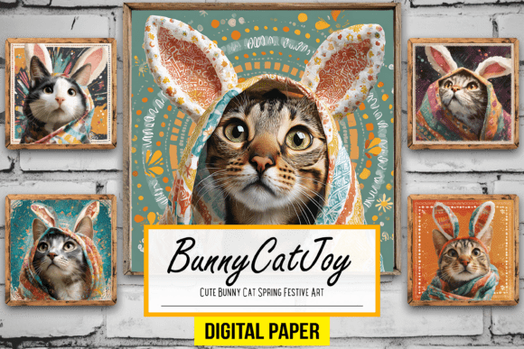 Download Cute Bunny Cat Spring Festive Art Design - Premium Resources