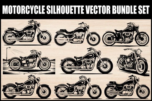 Download Motorcycle Silhouette Vector Bundle Set - Vector bundle Collection