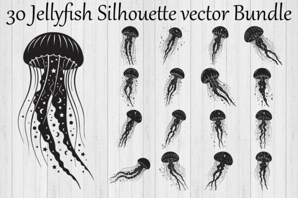 Download Jellyfish Silhouette Vector Bundle - Vector bundle Collection