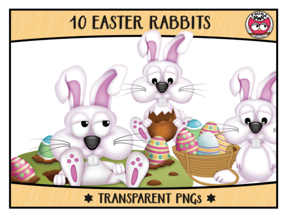 Download Easter Rabbits with Basket and Eggs - Premium Bundle