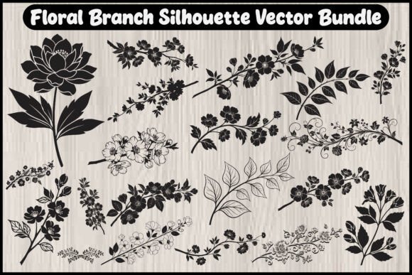 Download Floral Branch Silhouette Vector Bundle - Vector bundle Collection