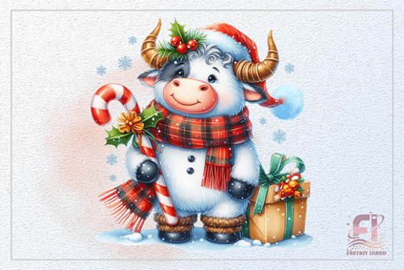 Download Cute Cow Christmas Festive Clipart PNG - Premium Resources