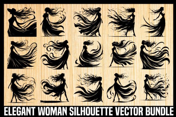 Download Elegant Woman Silhouette Vector Bundle - Vector bundle Collection